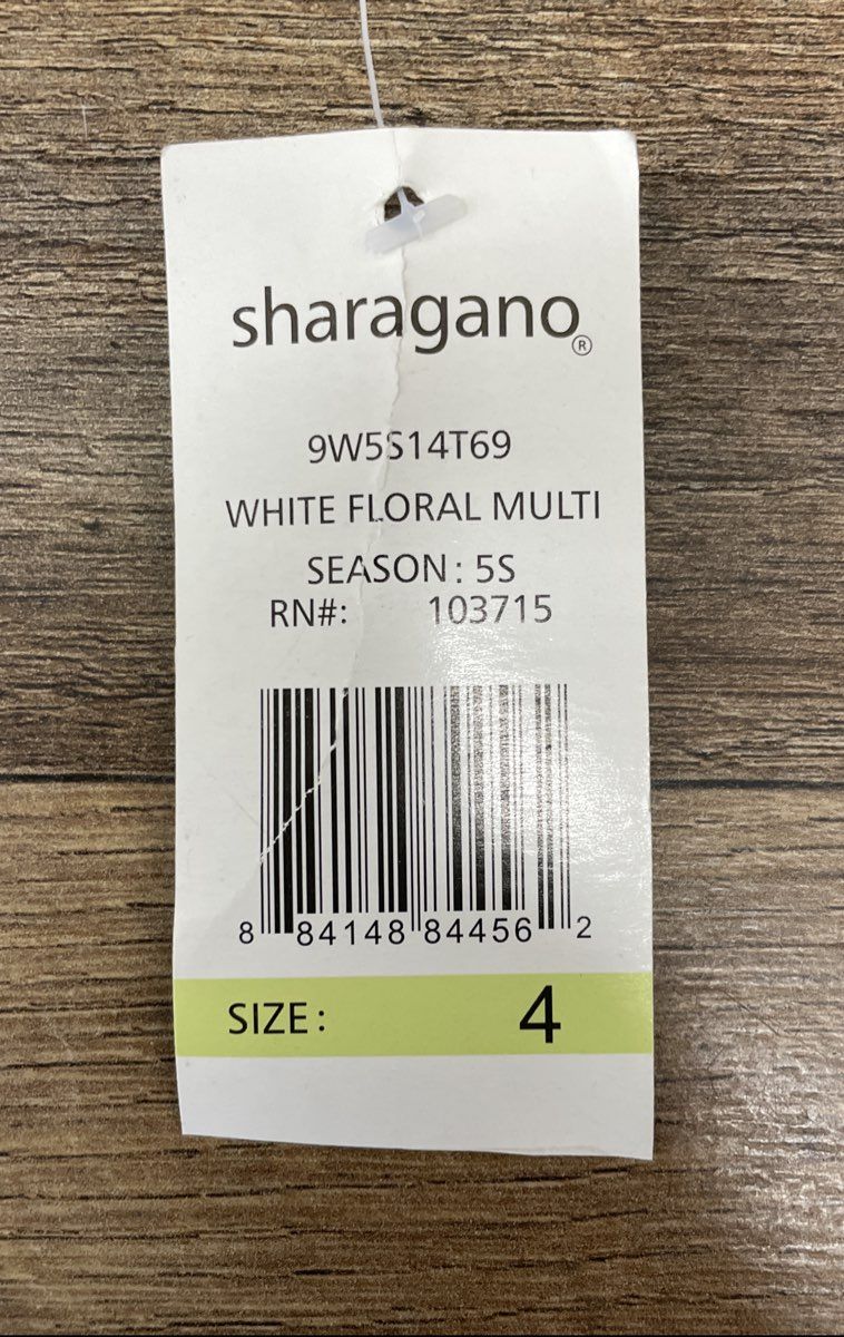 Sharagano Women's White Multi Floral Lace Sheath Dress NWT Size 4