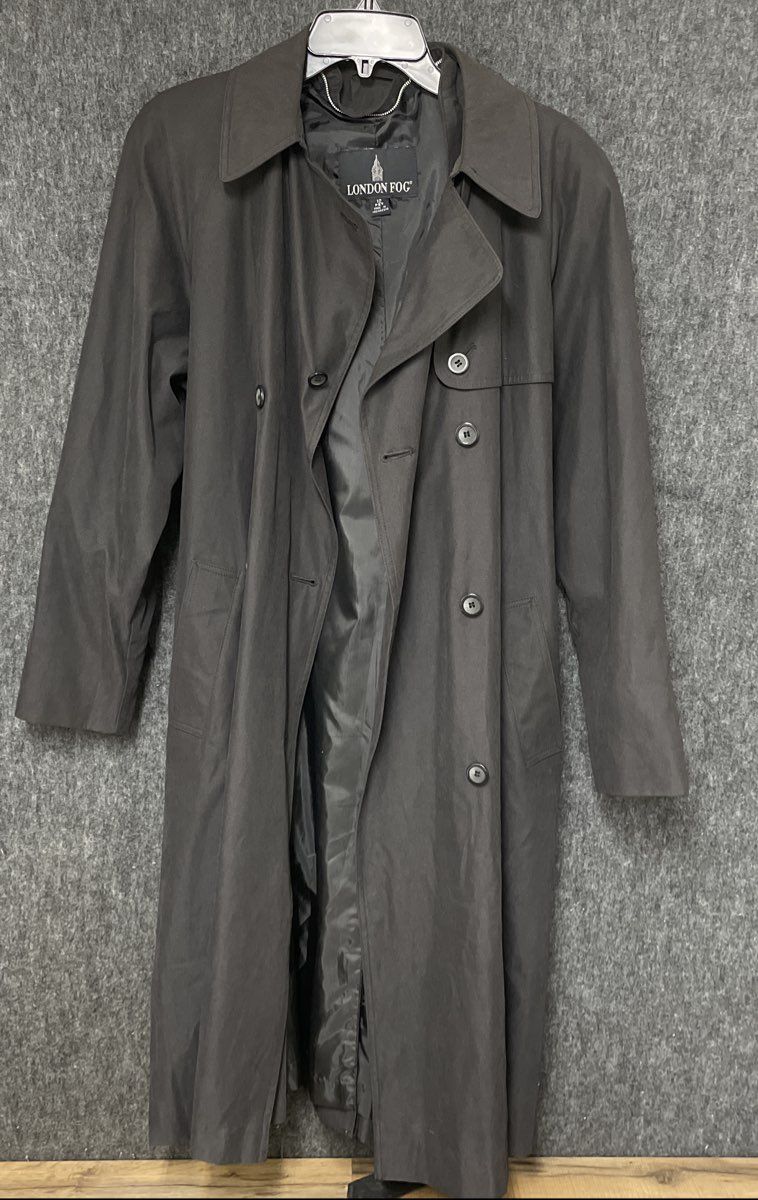 London Fog Women's Black Double Breasted Belted Trench Coat Size 12 Petite