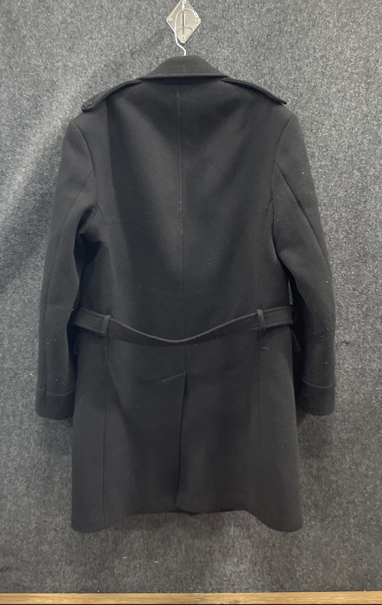 Zara Man Black Etiqueta Blanca Belted Military Overcoat Fall Winter 08-09 Sz XL