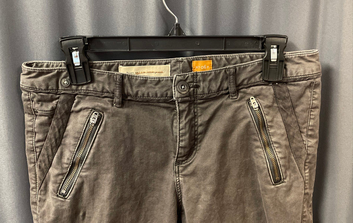 Pilcro and the Letterpress Women's Gray Utility Moto Zipper Pocket Pants Sz 6P