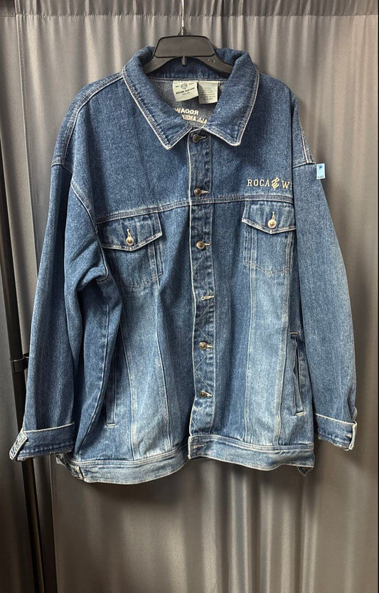 Vintage Y2K Rocawear Embroidered Denim Jacket Baggy Hip Hop Trucker Sz 2X