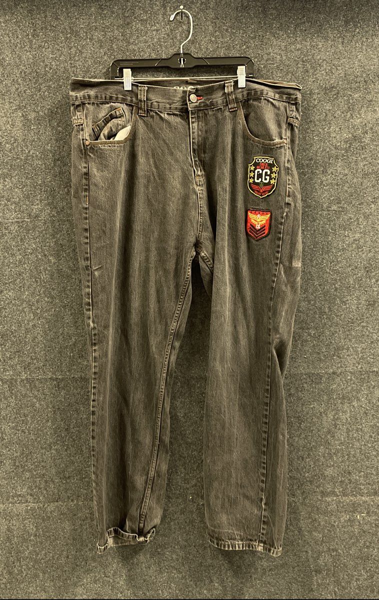 Coogi Men's Black Jeans Vintage Y2K Embroidered Patches Baggy Loose Fit Sz 46x34