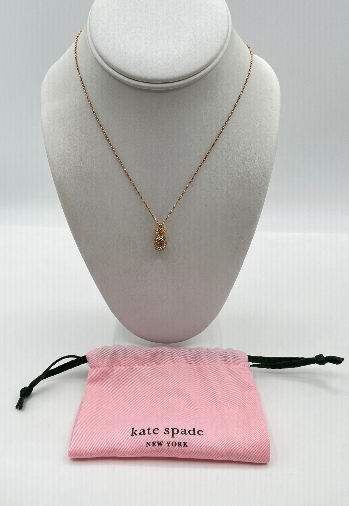 Kate Spade Gold Plated Mixed Metal CZ Pineapple Passion Pendant Necklace 5.9g