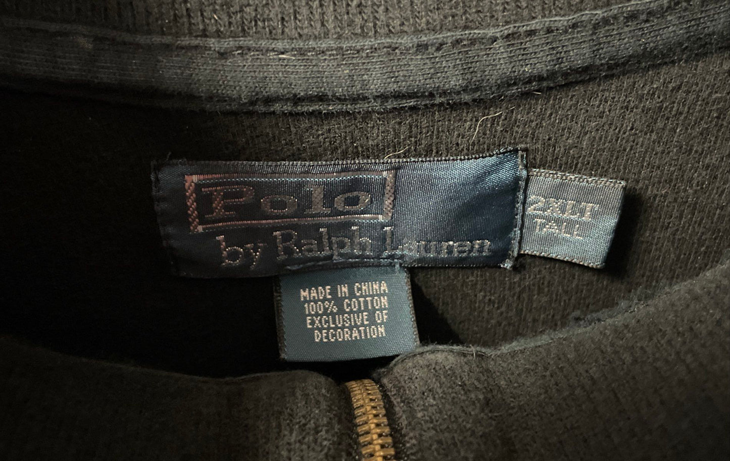 Polo Ralph Lauren Men's Black 1/4 Zip Pullover Mock Neck Pony Logo Sz 2XL Tall