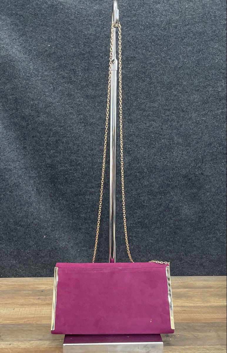 Call It Spring Purple Faux Suede Envelope Clutch Bag Gold Chain Crossbody