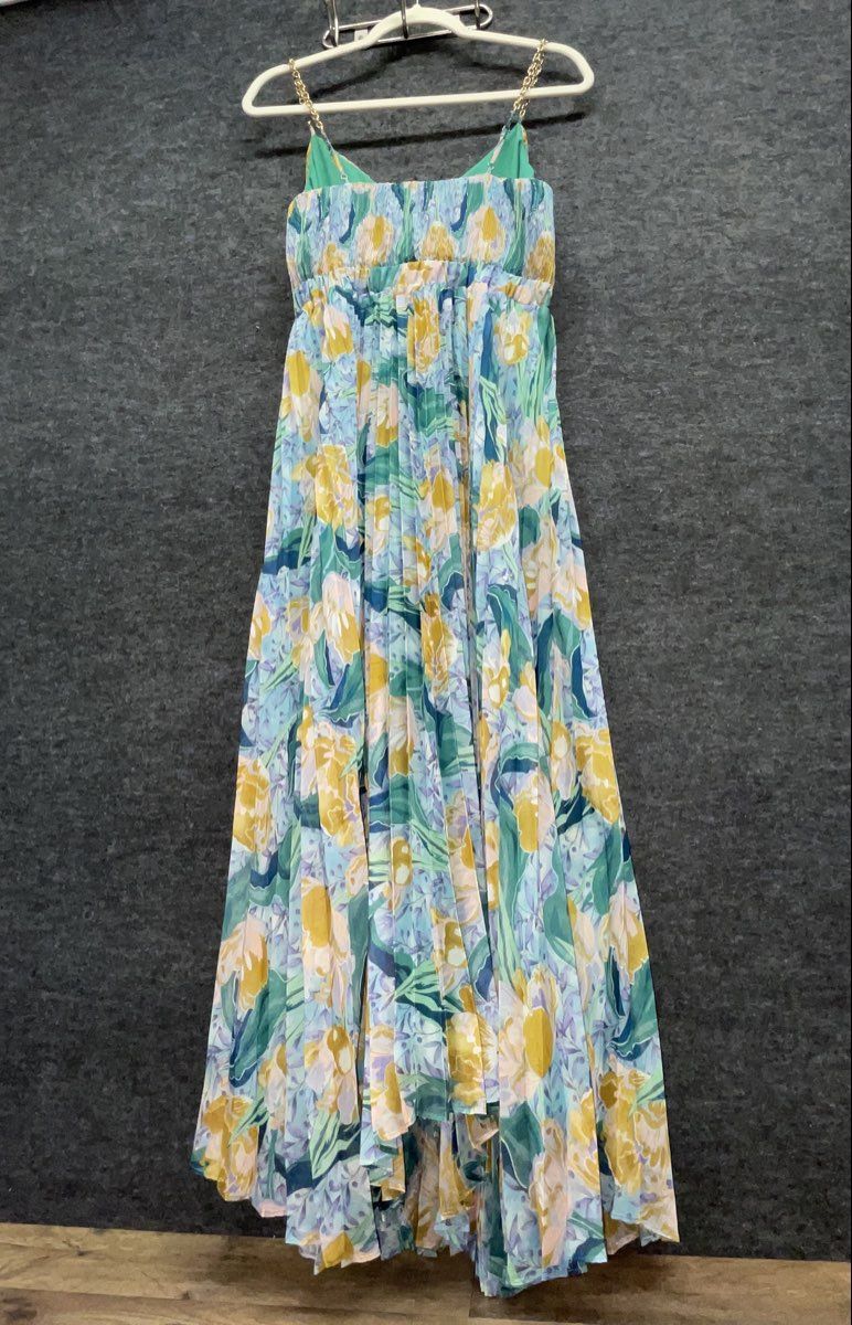ASTR the Label Women's Floral Pleated Maxi Dress Chain Straps Size M