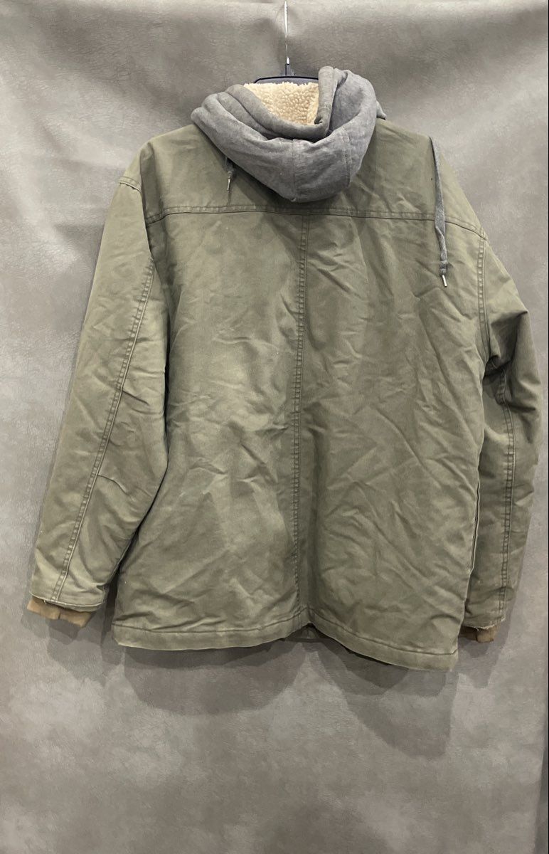 Genuine Dickies Men's Green Hooded Work Jacket Quilted Lined Sherpa Sz L