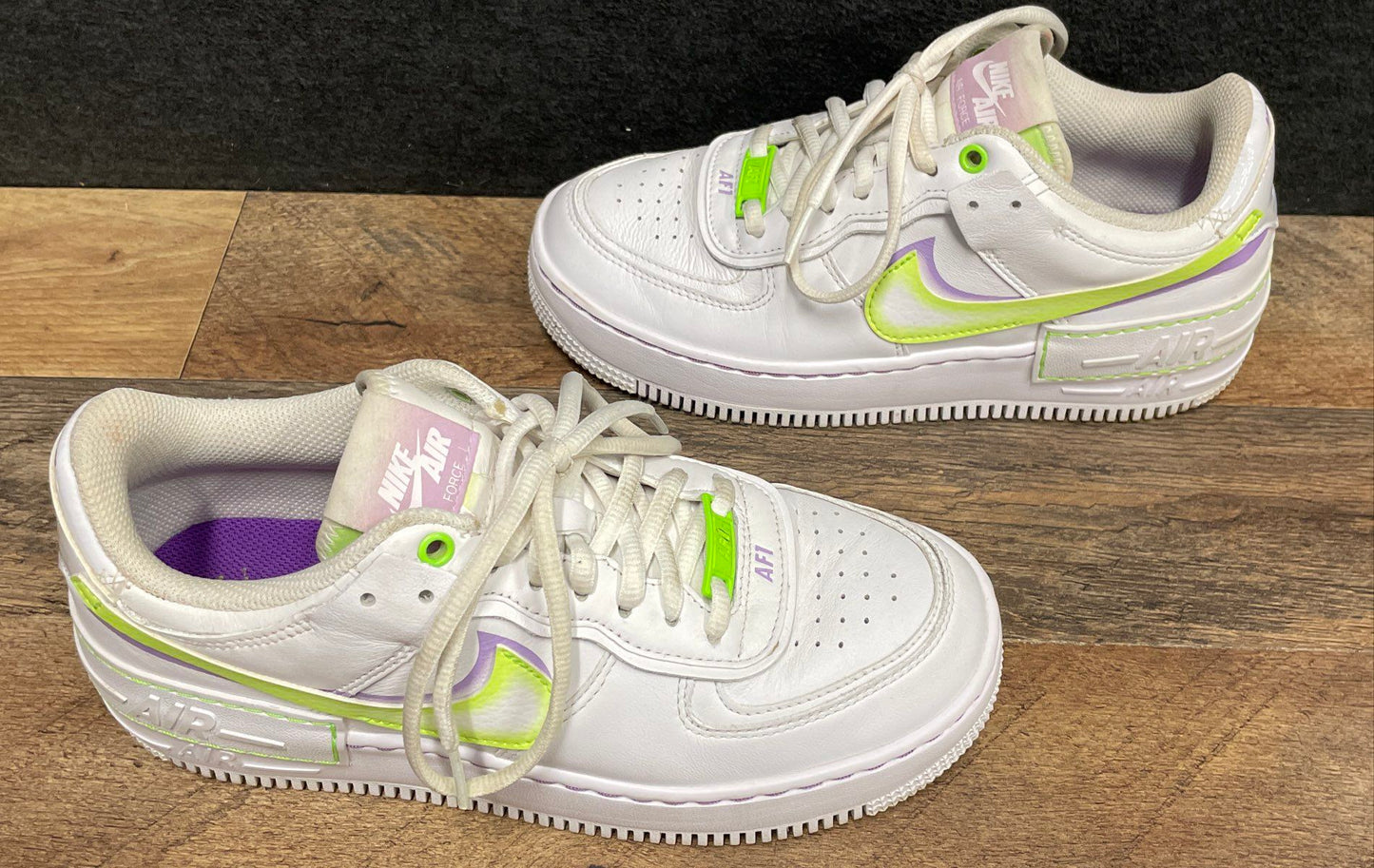 Nike Air Force 1 Shadow White Infinite Lilac Lime Ice Women's Sneakers Size 7