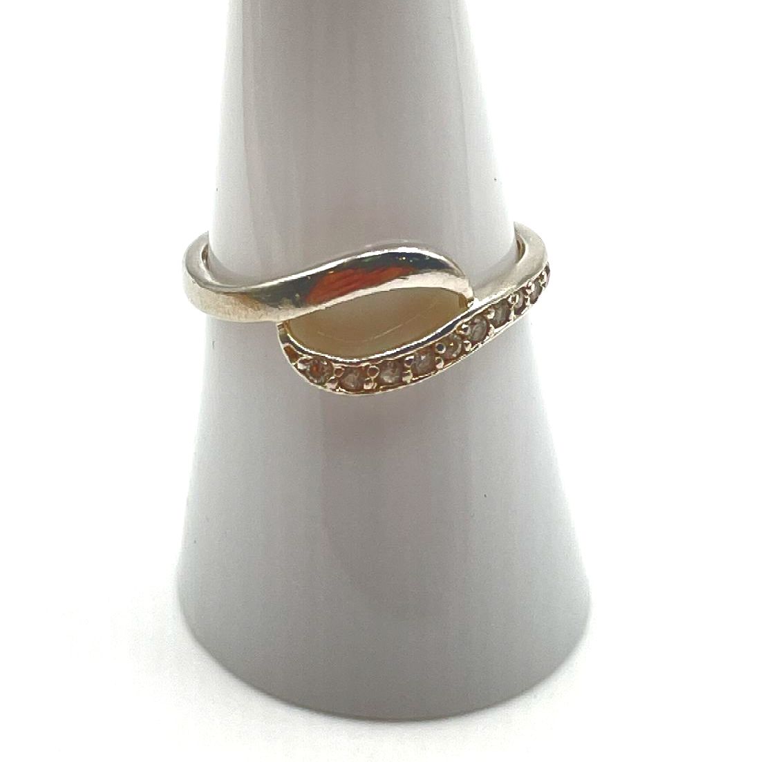 925 Sterling Silver Moissanite Accents Wavy Band Ring 1.7g