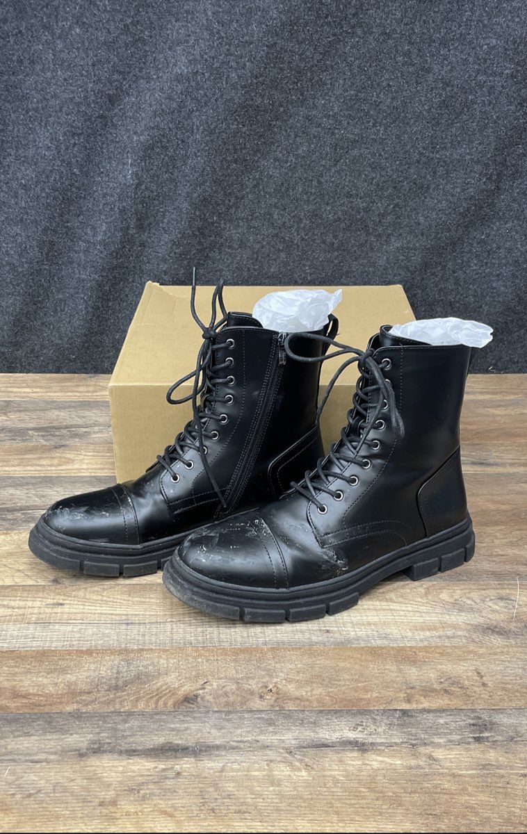 Jousen AMY8148A Black Lace Up Cap Toe Men's Fashion Combat Boots Size 10.5
