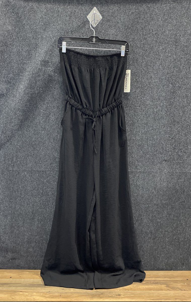 No Boundaries Women's Black Strapless Jumpsuit Smocked Wide Leg Sz S 4-6 NWT