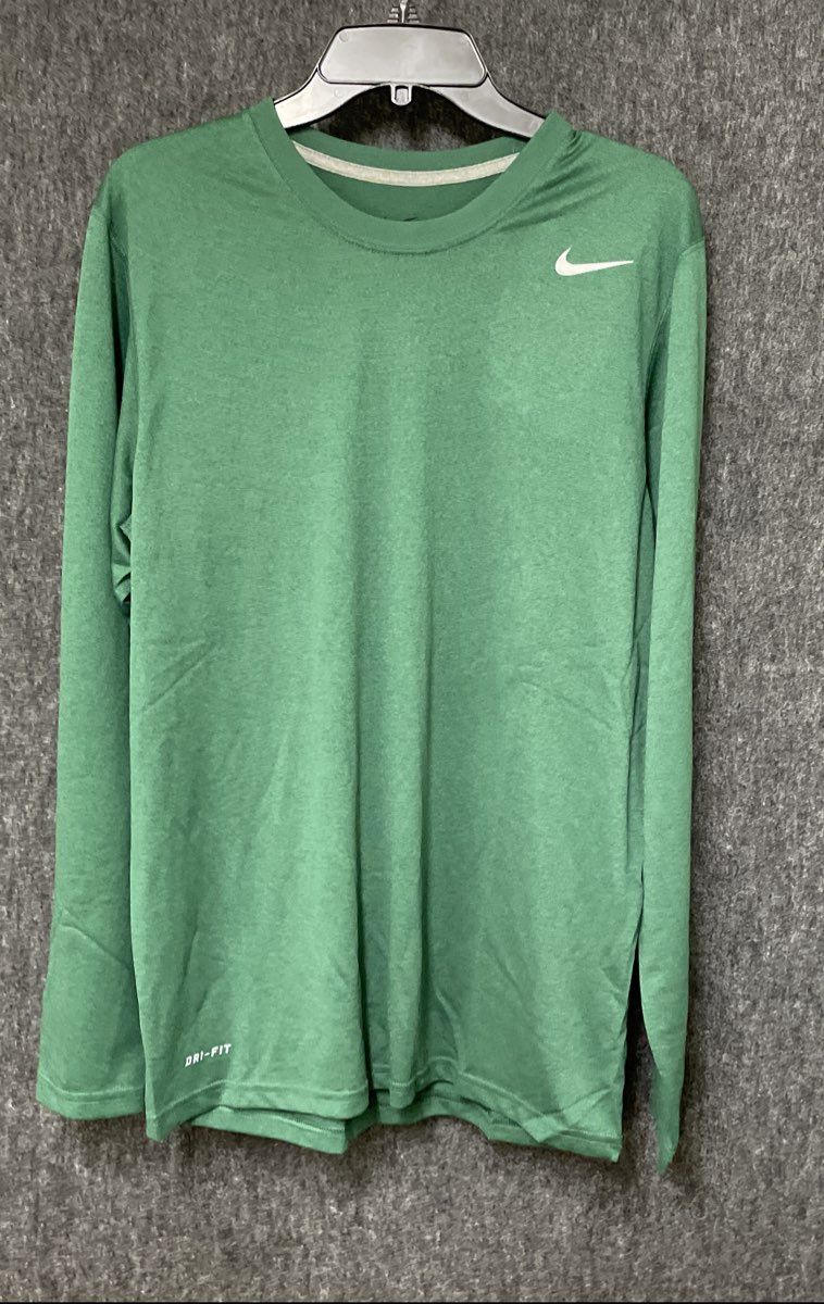 Nike Men's Green Legend Dri-Fit Heathered Long Sleeve Training Tee Shirt Sz M