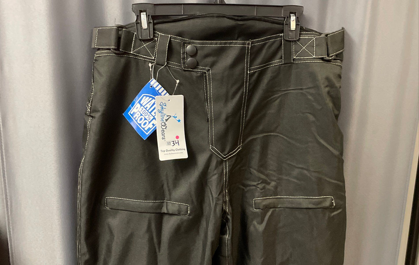 Skyline Wears Men's Black Waterproof Lined Motorcycle Riding Pants Sz 34 NWT