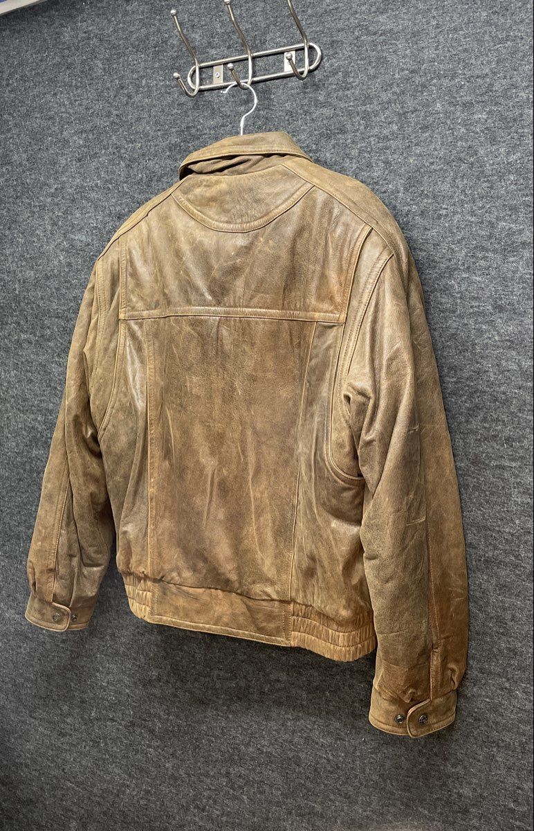 Wilsons Leather Men's Brown Distressed Insulated Bomber Jacket Vintage 90s Sz M