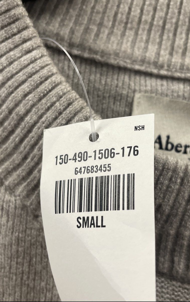 Abercrombie & Fitch Women's Beige Crew Neck V-Stitch Ribbed Knit Sweater Sz S
