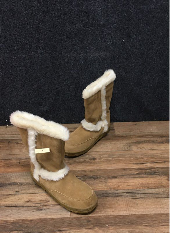 Sonoma Goods for Life Tan Faux Fur-Lined Mid Calf Leather Boots Size 8.5