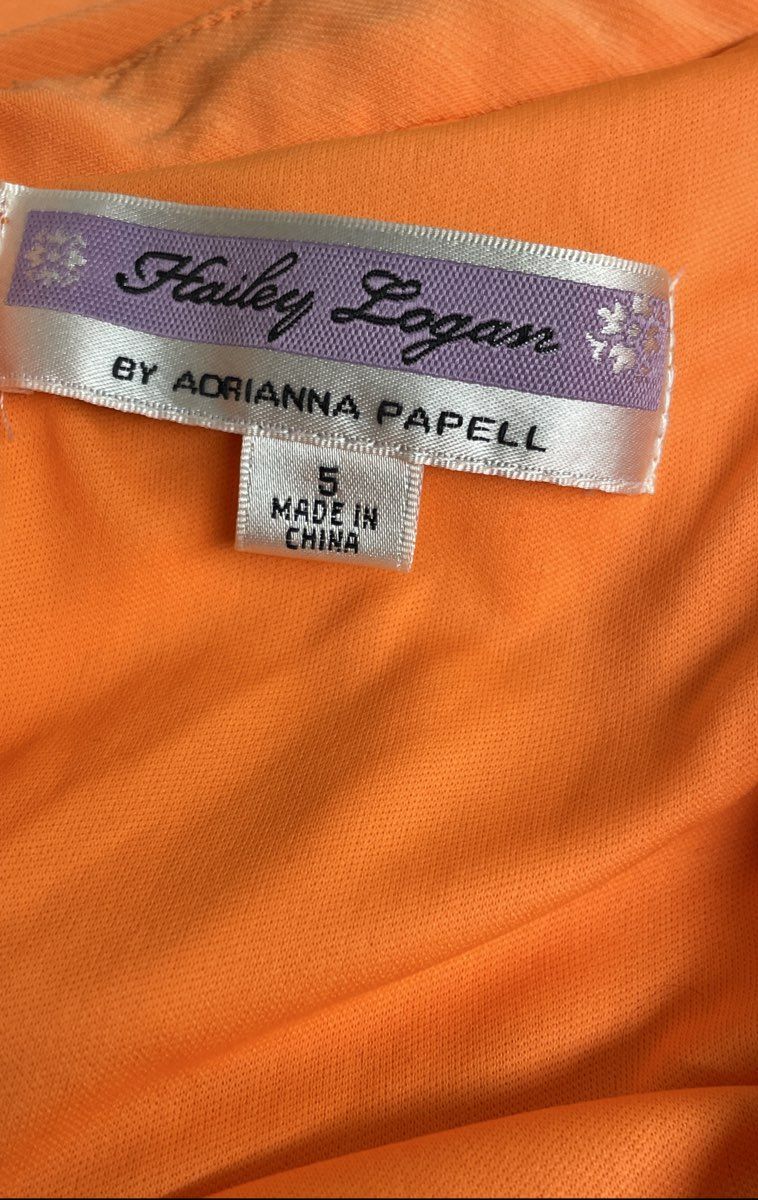 Hailey Logan Women's Vibrant Orange Sequin Halter Evening Dress Size 5