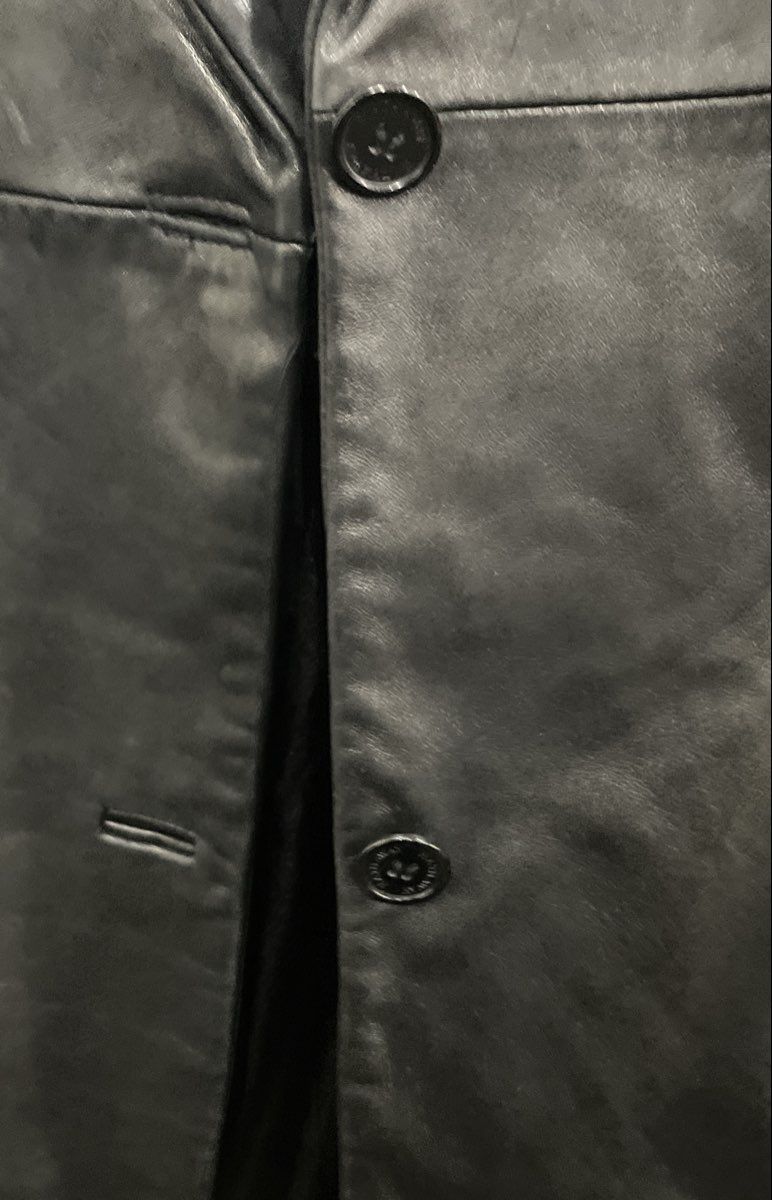 Vintage Y2K Lady Hathaway Women's Black Leather 3-Button Car Coat Jacket Sz 8