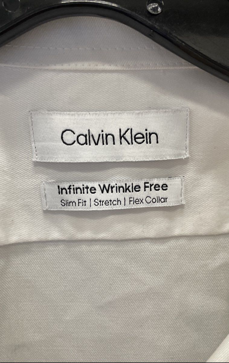 Calvin Klein Men's White Infinite Wrinkle Free Slim Fit Stretch Dress Shirt XL