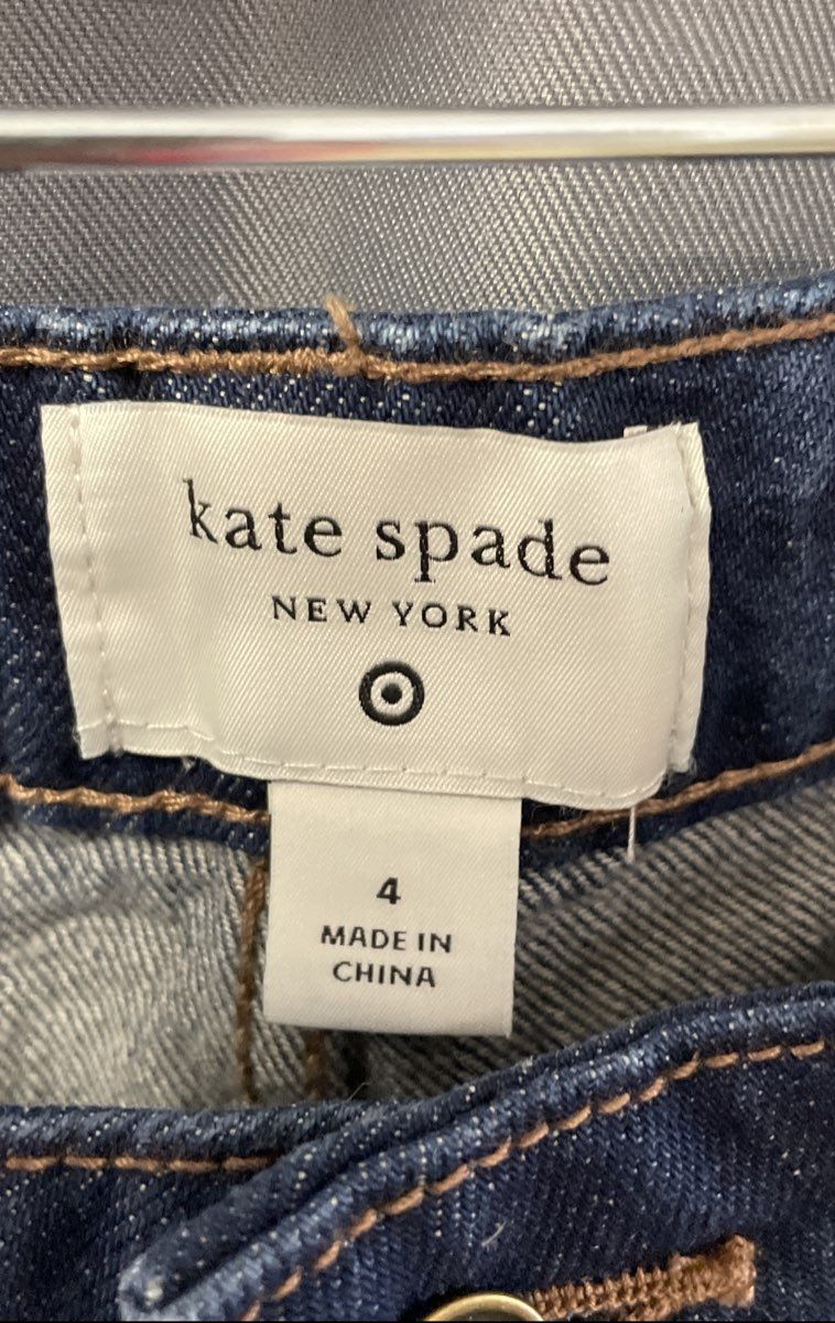 Kate Spade Women's Dark Blue Wide Cuff Cropped Straight Leg Jeans Size 4
