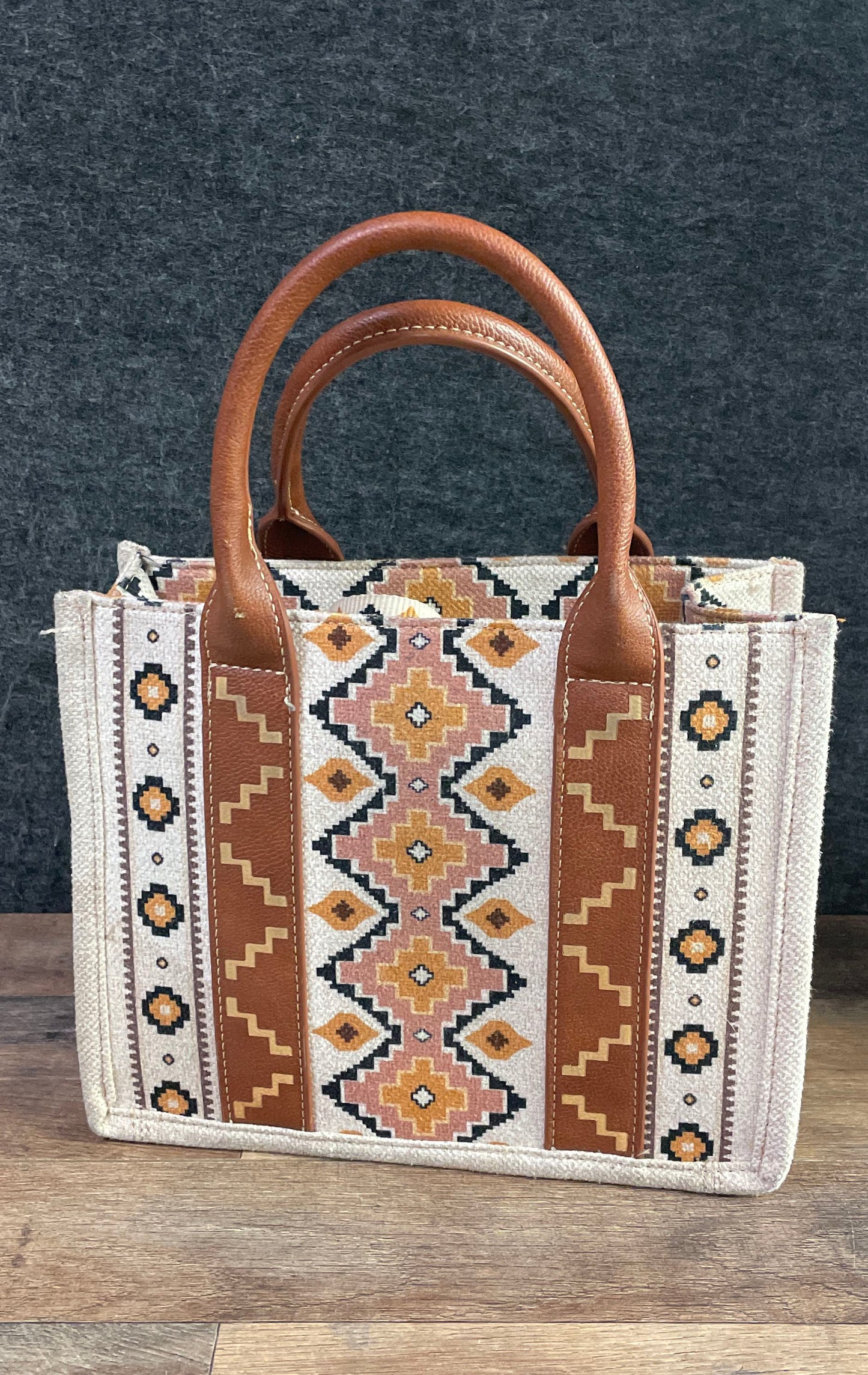 Wrangler Southwestern Embroidered Canvas Tote Bag Brown Aztec Crossbody Handbag