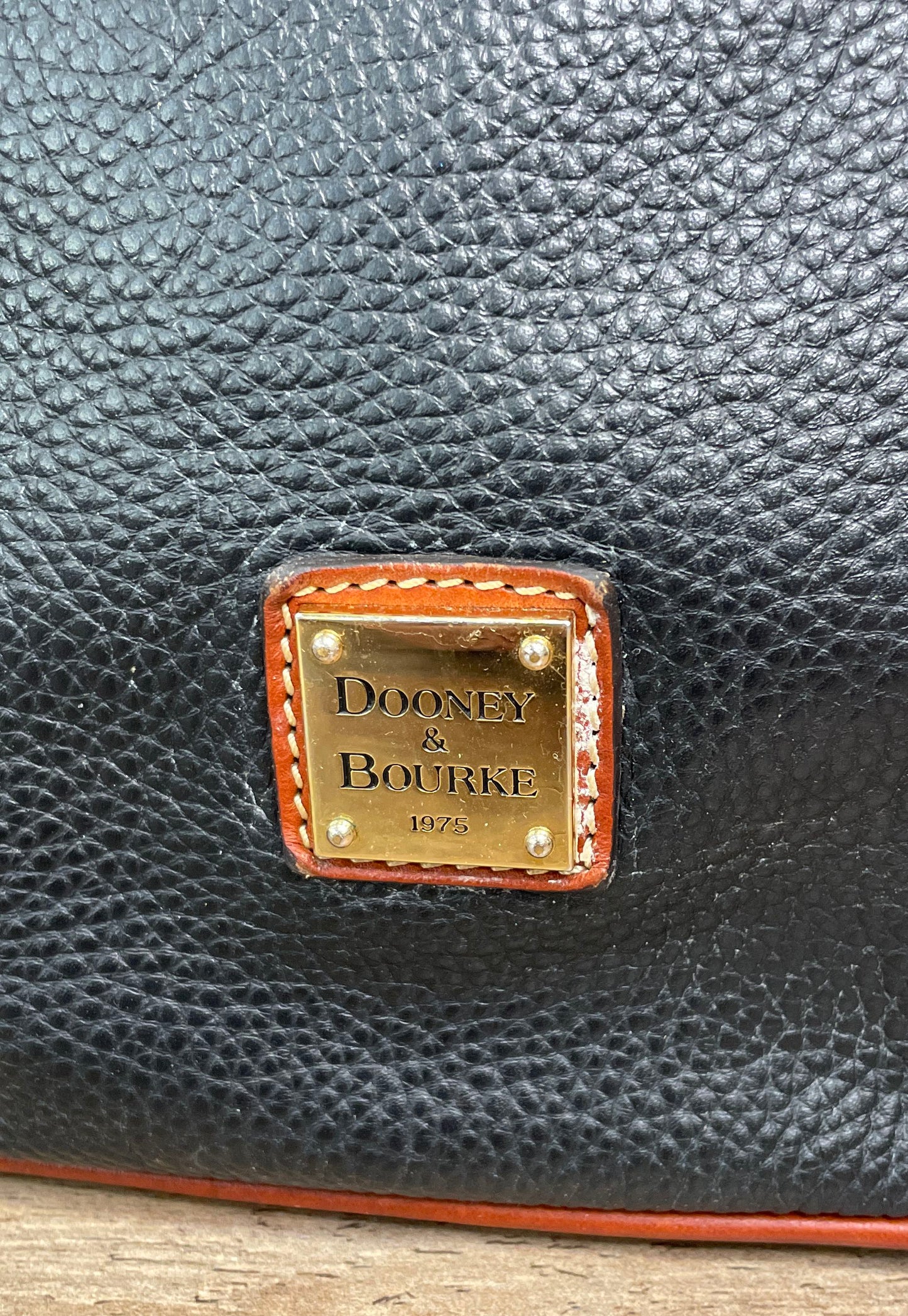 Dooney & Bourke Black Pebbled Leather Janine Crossbody Bag Gold Hardware