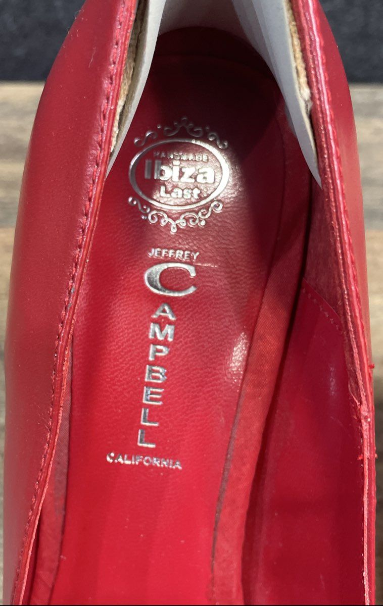 Jeffrey Campbell Ibiza Last Red Leather Peep Toe Platform Pump Heels Size 8