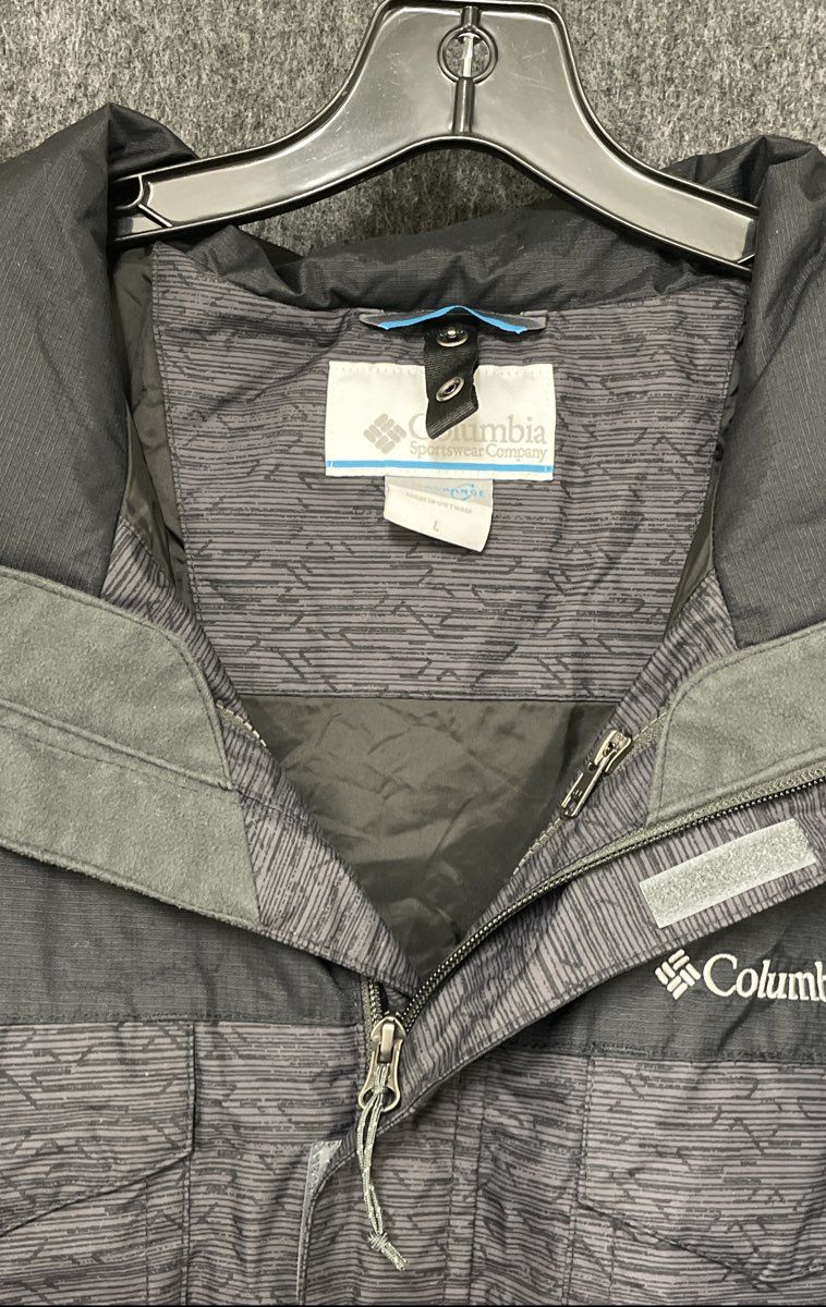 Columbia Men's Interchange Jacket Black Grey Geometric Pattern Hooded Sz L