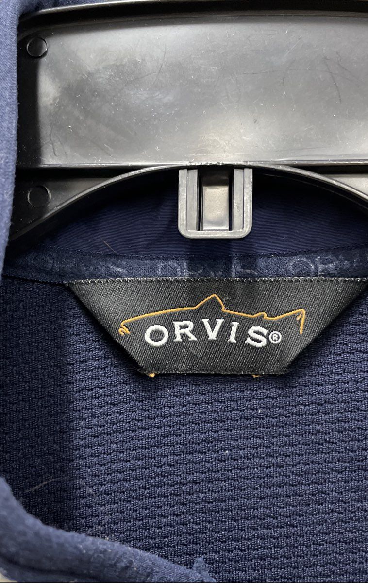 Orvis Men's Sherpa Pile Fleece Pullover Navy Blue Cream Colorblock Snap Neck XL