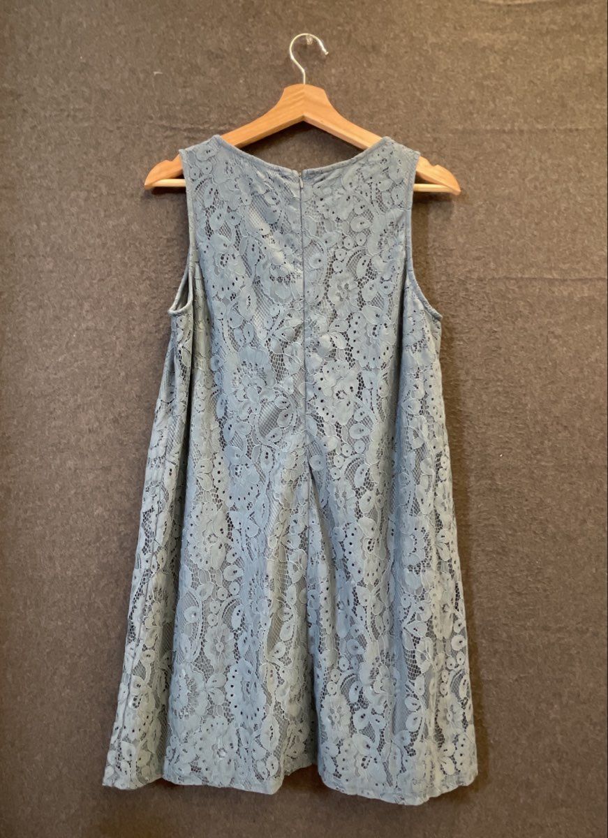 Francesca's Women's Blue Floral Lace Sleeveless A-Line Shift Dress Size M