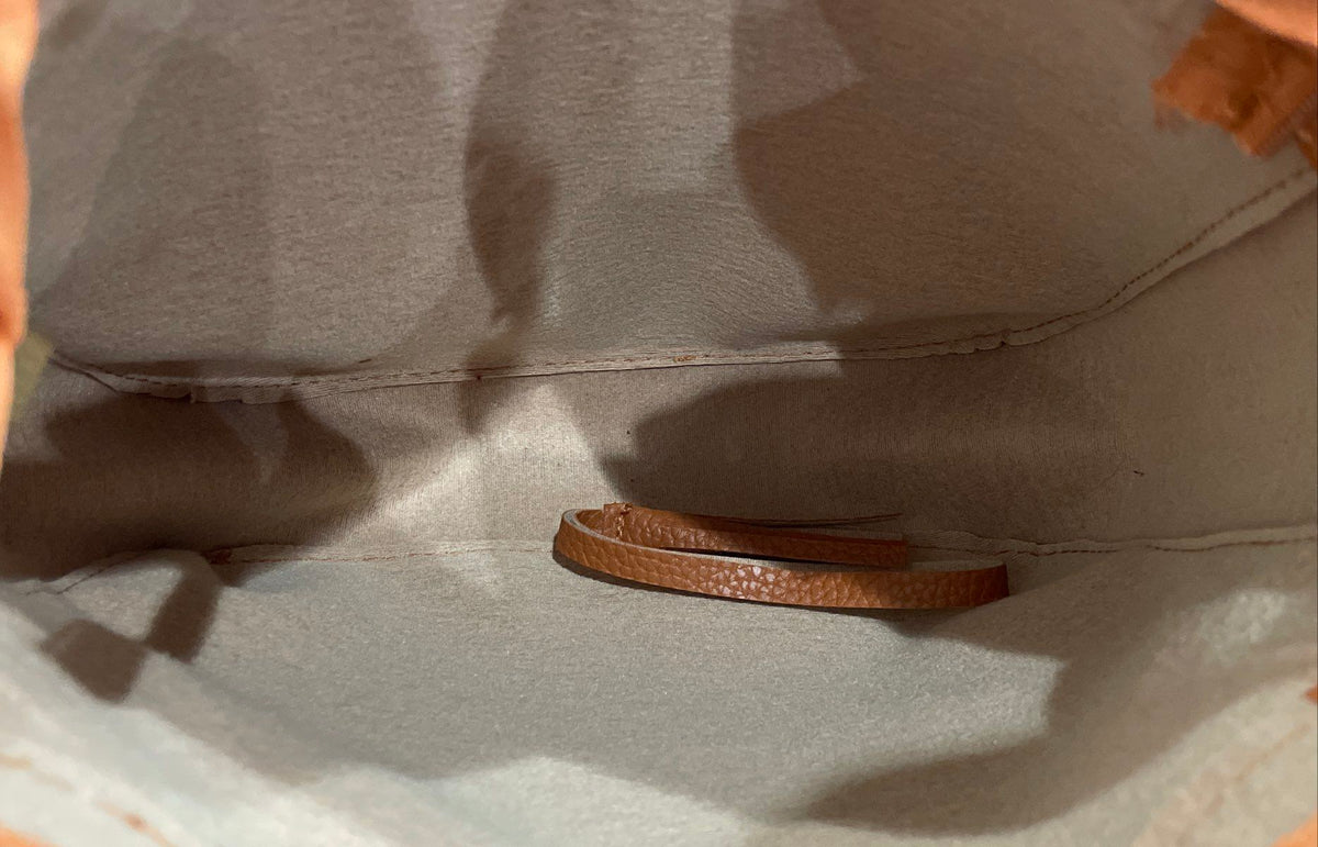 Jingpin Brown Leather Tote Bag & Pouch Set Crossbody Strap Gold Hardware
