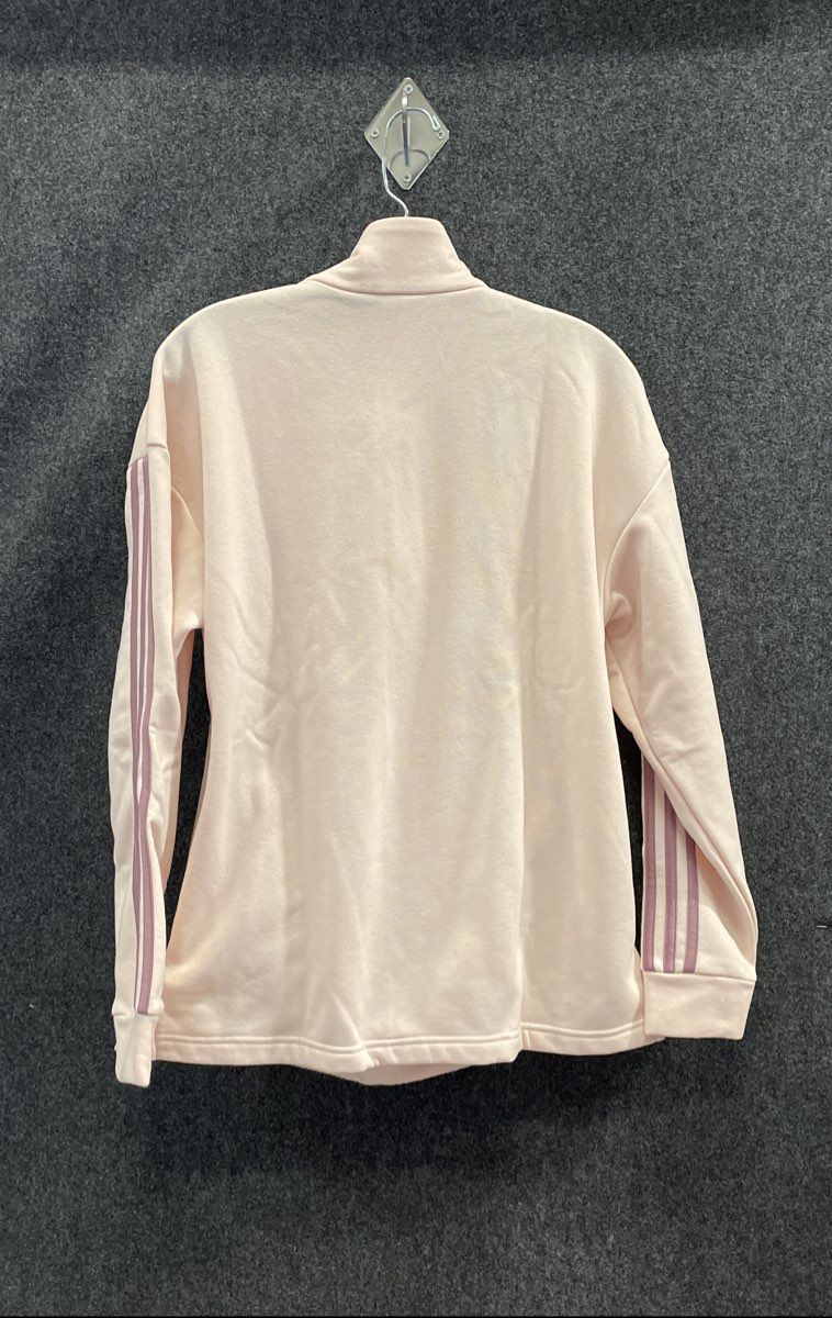 Adidas Women's Pink 3-Stripe Quarter Zip Pullover Jacket Mock Neck Sz M