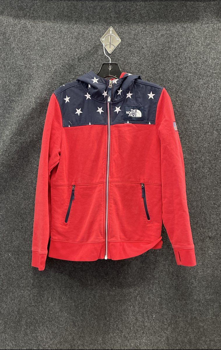 The North Face Girls Red Blue International Collection USA Star Hoodie Sz XL 18
