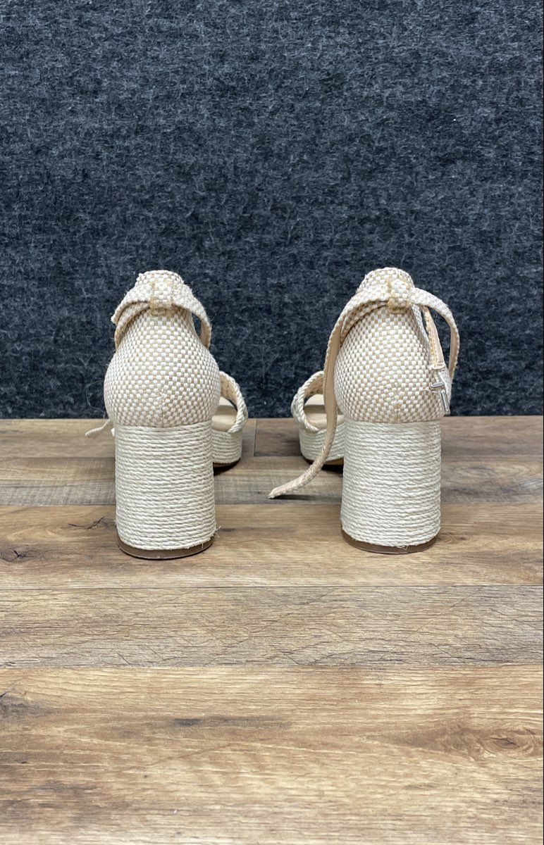 Vince Camuto Rania Cream Woven Espadrille Platform Block Heel Sandals Size 10M