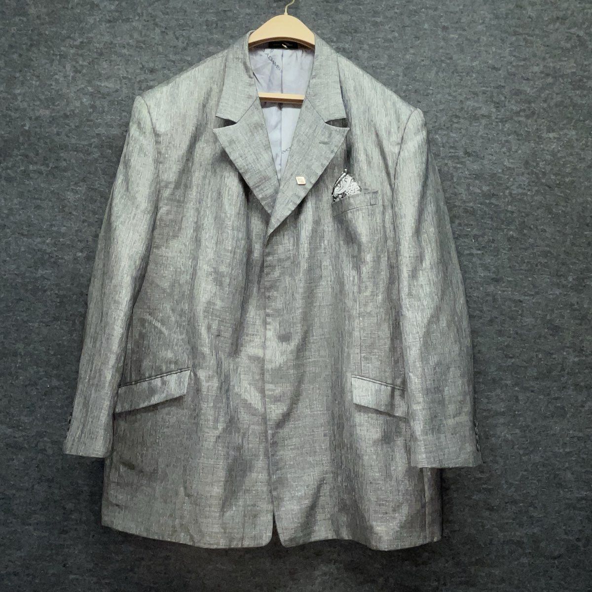 Stacy Adams Men's Sport Coat Blazer Gray Textured Long Single Breasted Sz L