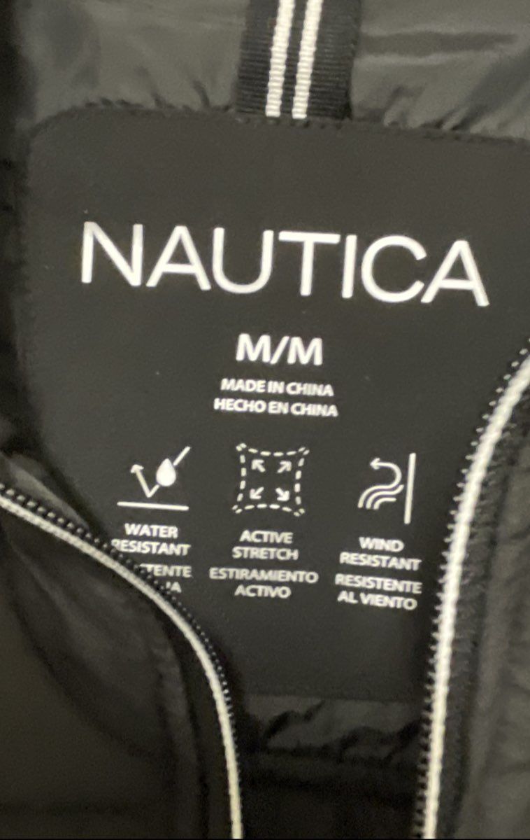Nautica Men's Lightweight Insulated Water-Resistant Mix Media Jacket Black Sz M
