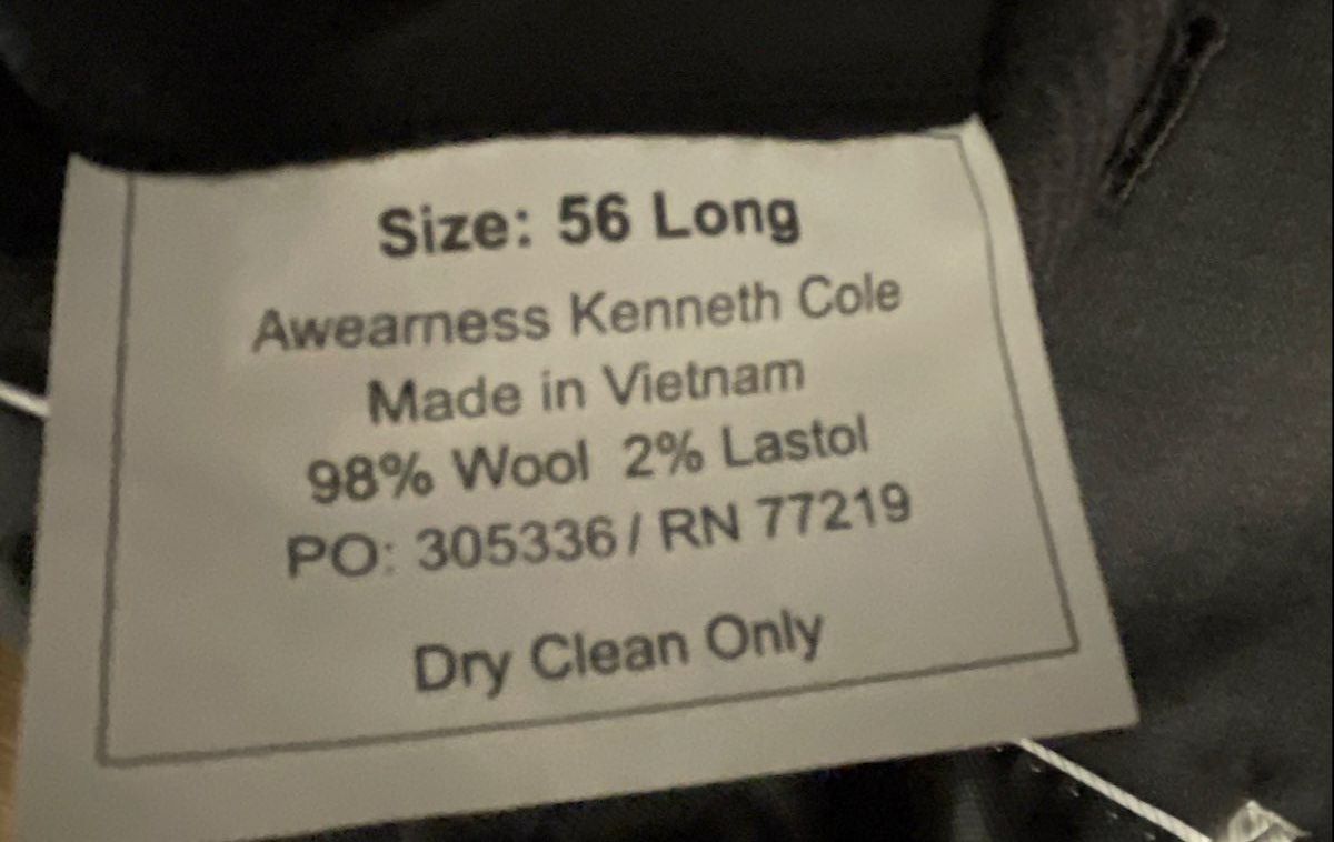 Awearness Kenneth Cole Men's Gray Two-Piece Wool Blend Suit Sz 56 Long