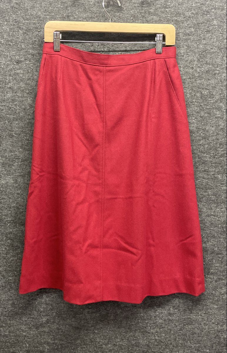 Vintage 80s Koret Women's Red A-Line Pocket Midi Skirt Sz 14 ILGWU