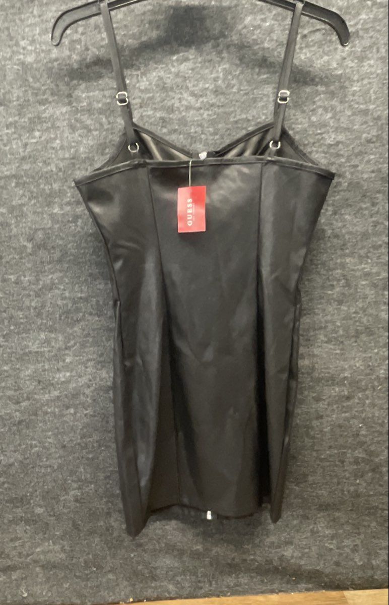 Guess Women's Janelle PU Faux Leather Mini Dress Jet Black Sz S NWT