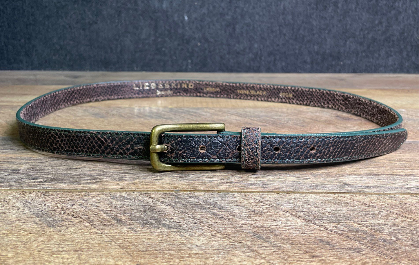 Liebeskind Berlin Women's Wine Black Snakeskin Leather Belt 85cm LKB500