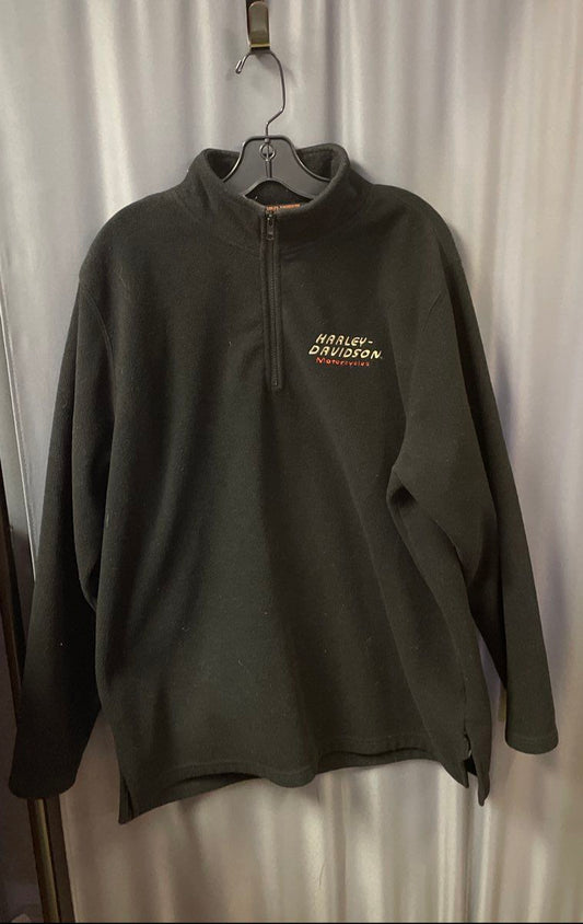 Vintage 90s Harley-Davidson Embroidered Fleece 1/4 Zip Pullover Black Sz L
