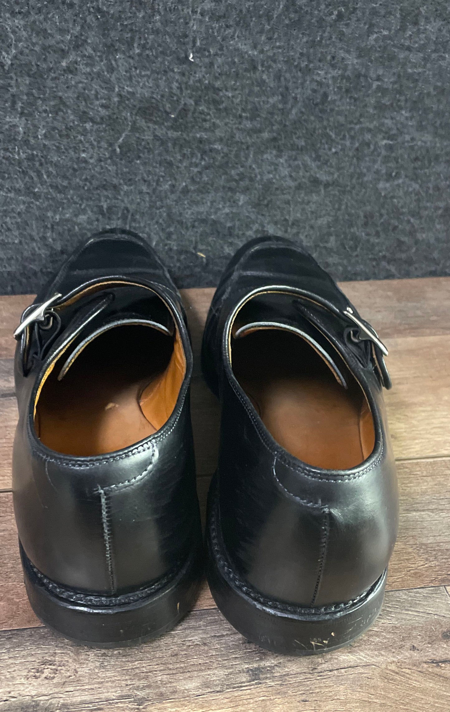 Allen Edmonds Fairfield Black Leather Single Monk Strap Apron Toe Shoes Size 11D