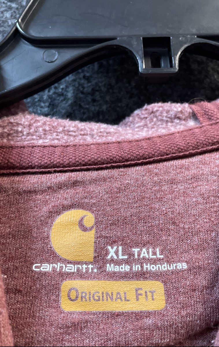 Carhartt Men's Red Heathered Logo Sleeve Original Fit Hoodie K288 Sz XL Tall