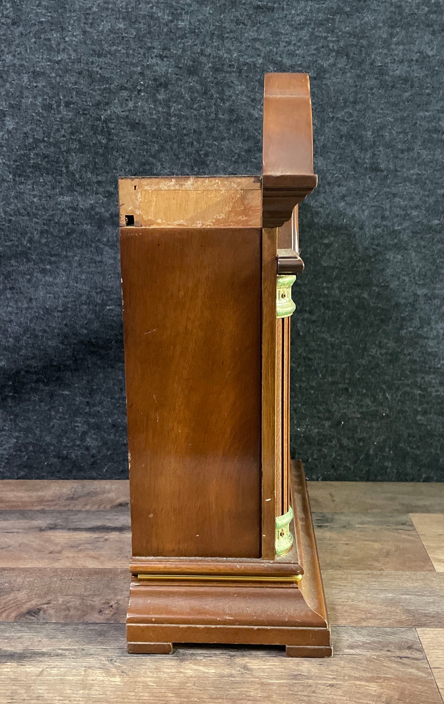 Vintage Westminster Quartz Mantle Clock Wood Case Traditional Tempus Fugit