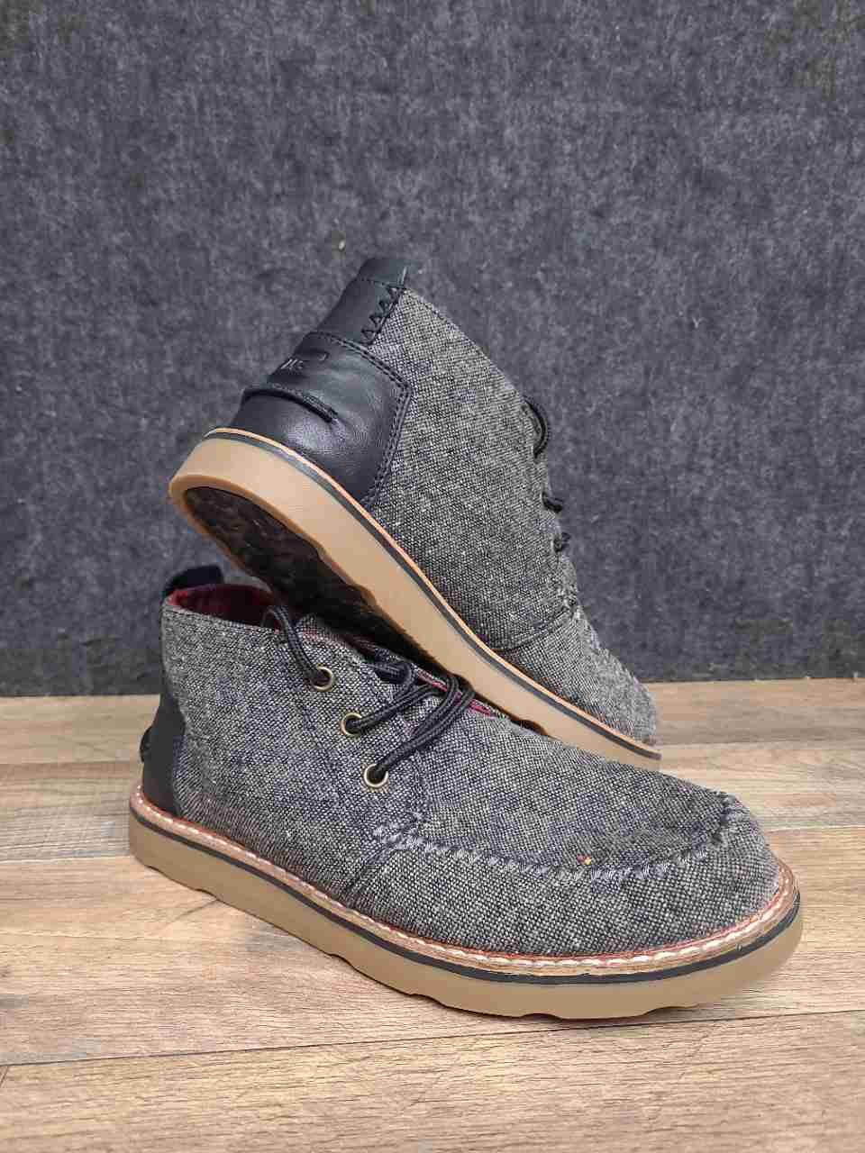 TOMS Ashland Grey Herringbone Black Men's Chukka Boots Size 8