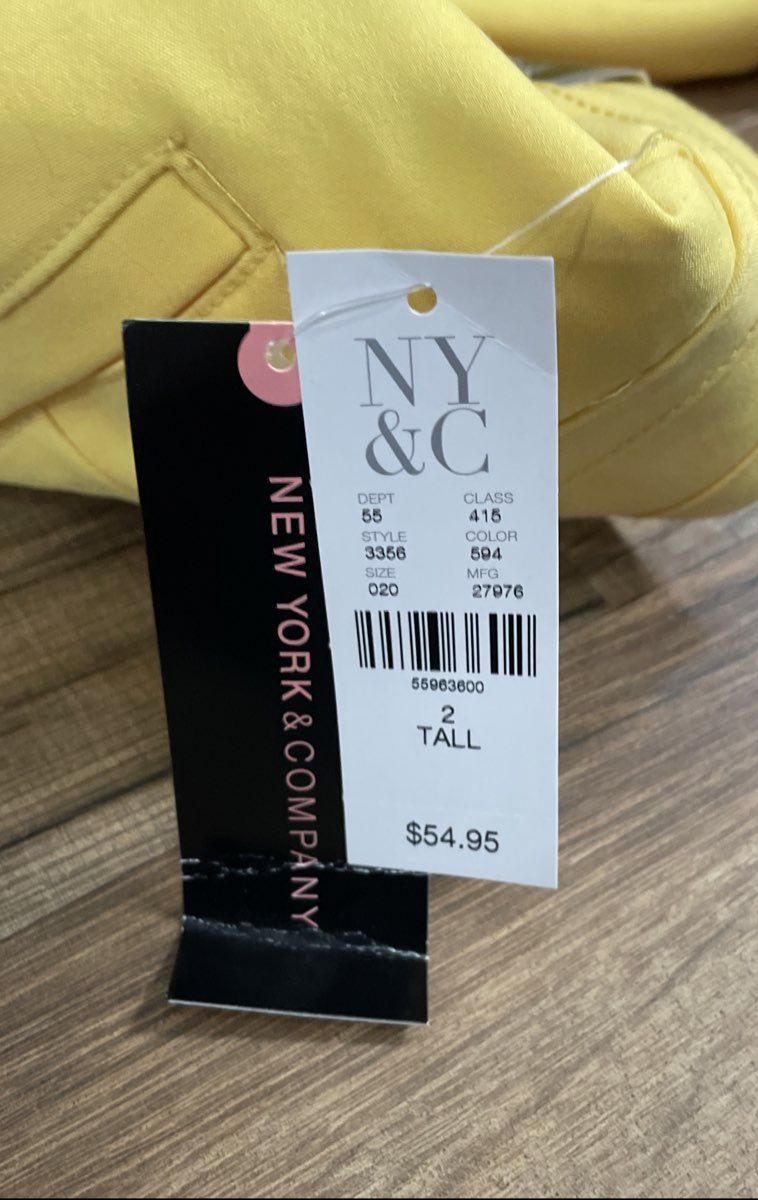 New York & Company Women's Yellow 7th Avenue Straight Leg Pants Size 2 Tall NWT