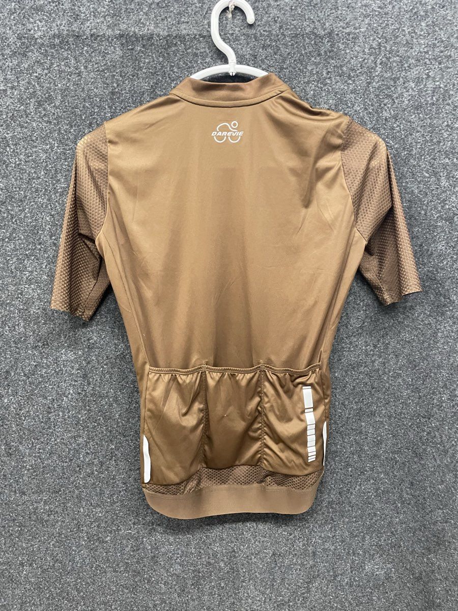 Darevie Men's DVJ180 Cycling Jersey Brown Short Sleeve Full Zip Sz S