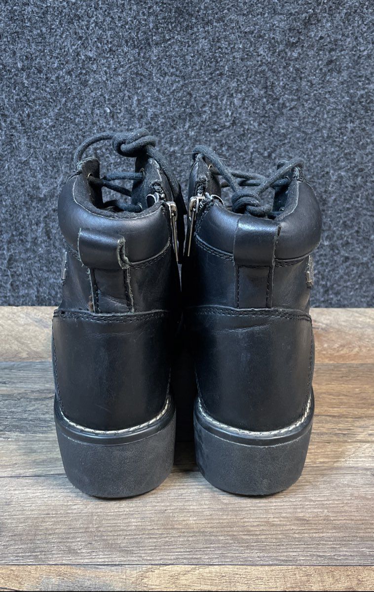 Harley Davidson Women's Black Leather Lace-Up Side Zip Motorcycle Boots Size 8