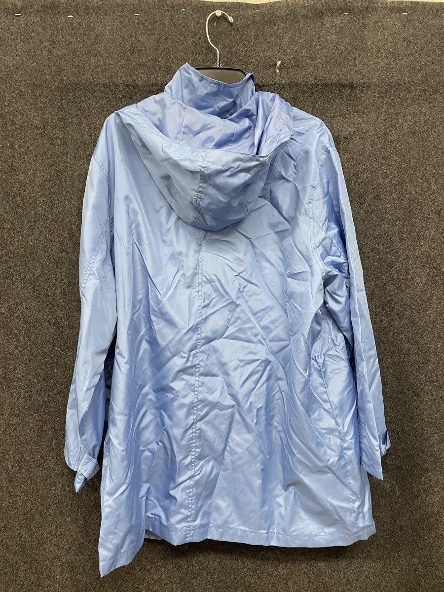 Koret Women's Light Blue Hooded Rain Jacket Button Front Pockets Sz 2X