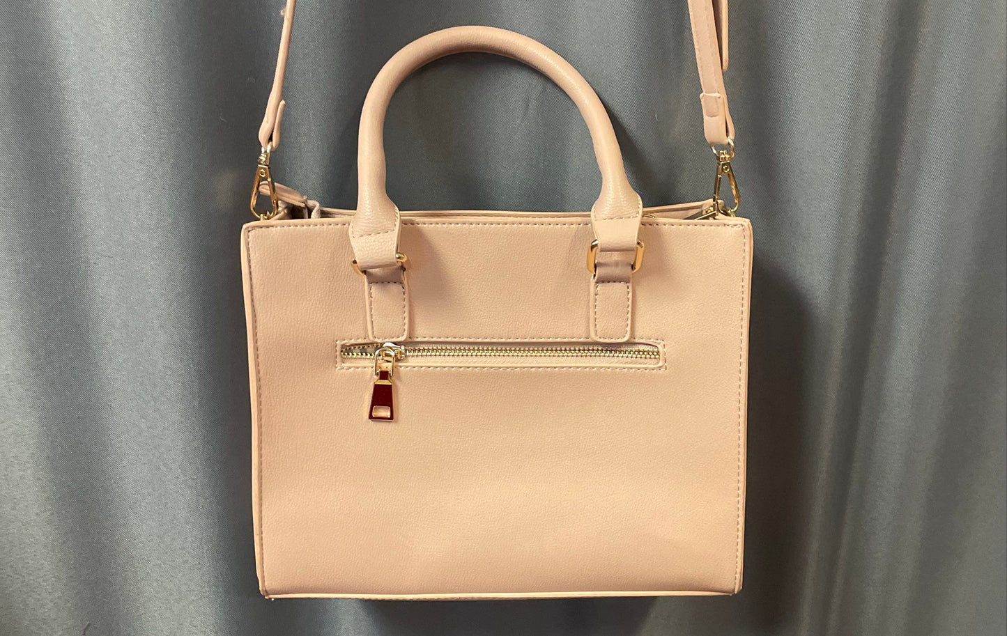Miztique Dusty Rose Faux Leather Satchel Crossbody Bag Gold Hardware